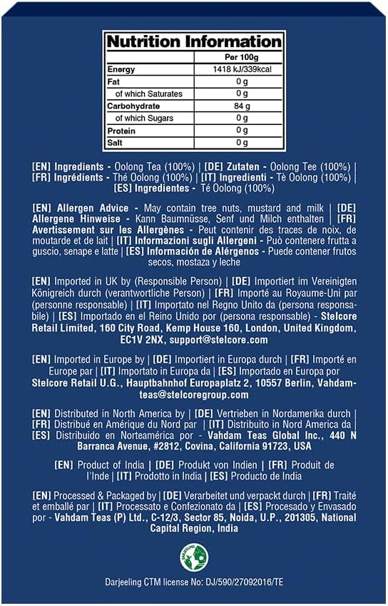VAHDAM, High Mountain Oolong Tea Bags (100 Count) Non GMO, Gluten Free | High Grown Oolong Tea Leaves - Light & Floral | Resealable Ziplock Pouch