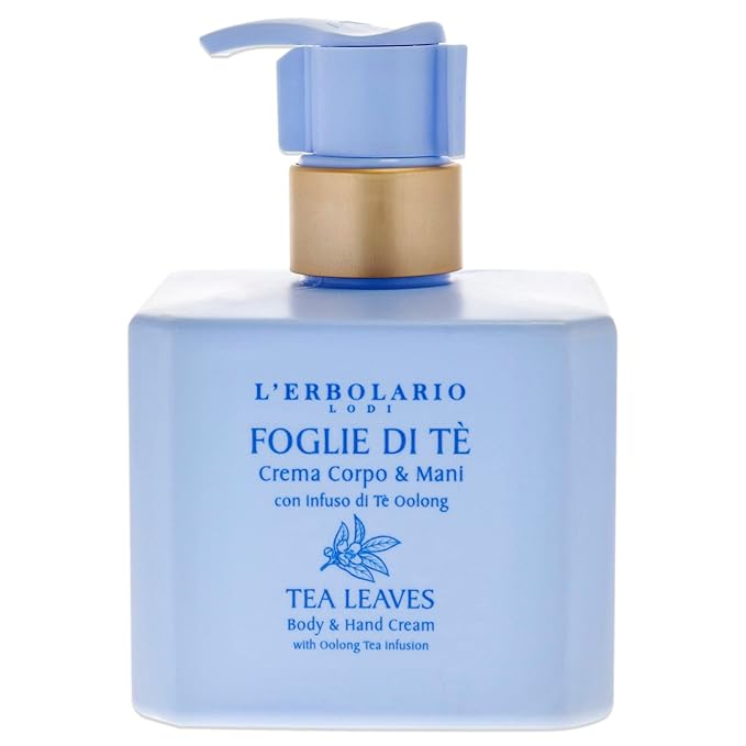 L’Erbolario Tea Leaves Body and Hand Cream - Moisturizing Body and Hand Cream for Dry Skin - Oolong Tea Infused - Cocoa Butter and Vitamin E - 8.4 oz