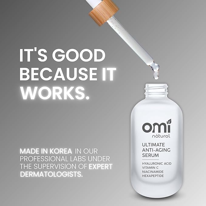 Total Package Serum - Vitamin C - Hyaluronic Acid - Acetyl Hexapeptide-8 - Niacinamide Serum - Argireline - Botox in a Bottle and Pore Minimizer for Face -For All Ages, Skin Types and Genders - 50ml