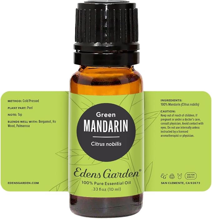 Edens Garden Mandarin- Green Essential Oil- 100% Pure Premium Grade, Undiluted, Natural, Therapeutic, Aromatherapy, The Best for Diffuser, Candle, Humidifiers, Kid Safe 10 ml (.33 fl oz)
