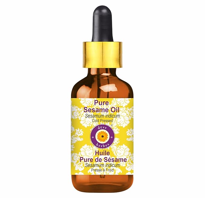 dève herbes Pure Sesame Oil (Sesamum indicum) with Glass Dropper Cold Pressed 50ml (1.69 oz)