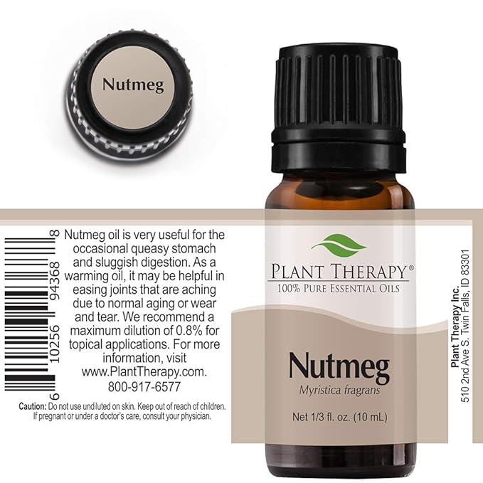 Plant Therapy Nutmeg Essential Oil 10 mL (1/3 oz) 100% Pure, Undiluted, Therapeutic Grade