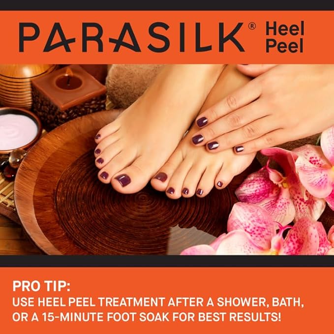 Parasilk Exfoliating Recovery Foot Heel Peel – 2 Pairs - 2 Sets of Exfoliation Gel Heel Pads and 2 Sets of Heel Sock Covers. Targeted Repair for Rough, Dry Skin, Cracked Heels and Feet