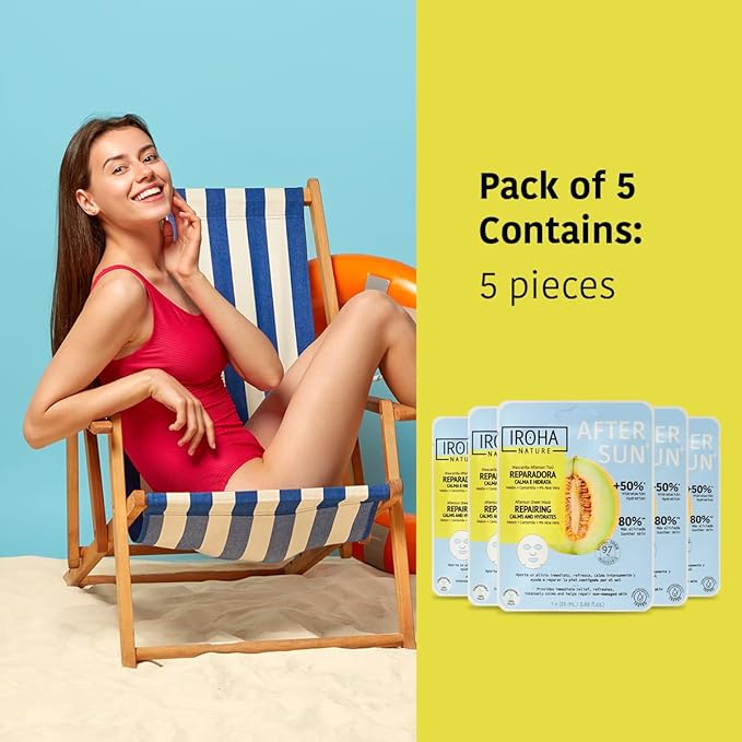 Skin Care Mask to Repair and Soothe After Sun Exposure - Pack of 5 Pieces