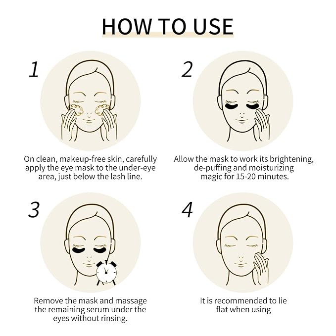 TUNBOT Under Eye Patches-24k Gold Eye Mask Pads - 60 Pieces, Collagen Hyaluronic Acid Eye Mask, Anti-Aging, Reduce Dark Circles, Puffiness and Wrinkles, For Men and Women