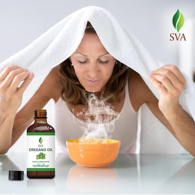 SVA Oregano Essential Oil – 4 Fl Oz – 100% Natural Oregano Oil - for Diffuser, Hair Care, Face, Skin Care, Aromatherapy, Scalp and Body Massage, Soap and Candle Making – with Dropper