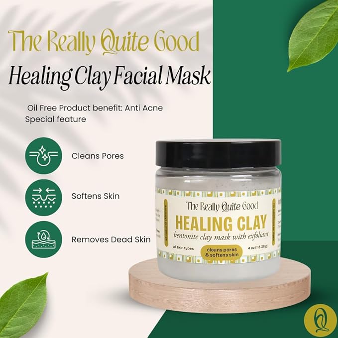 Purifying Clay Mask for Oily Skin, Blackheads & Pore Tightening – Deep Cleansing Detox Mask with Bentonite & French Green Clay for Soft, Hydrated Skin, Exfoliation, and Radiant Glow
