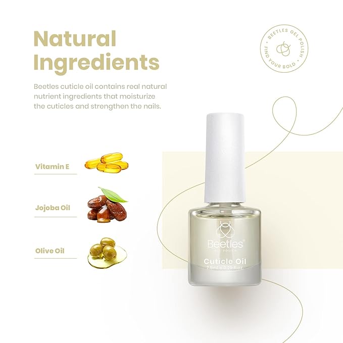 Beetles Gel Nail Polish Base No Wipe Top Coat,and 7.5ml Cuticle Oil, Gel Nail Cuticle Oil Care for Dry