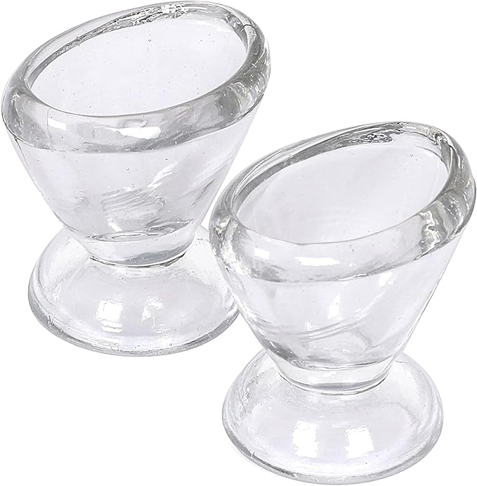 Glass Eye Wash Cup for Keep Your Eyes Clean and Healthy | Soothing Relief from Allergens, Irritants, Makeup, Dust, Dry Eyes | Eye Shaped Rim, Snug Fit Set of 2