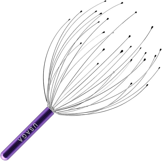 USAGA 28 Fingers Head Scratcher, Head Massager, Scalp Massager for Scalp Body Relaxing (Purple)