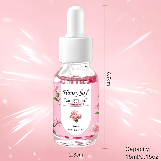 Honey Joy Cuticle Oil for Nails – Nail Oil Cuticle for Nail Care, Cuticle Nail Oil for Growth and Strength, Cuticle Oil for Nails, 0.5 fl. oz (Rose)