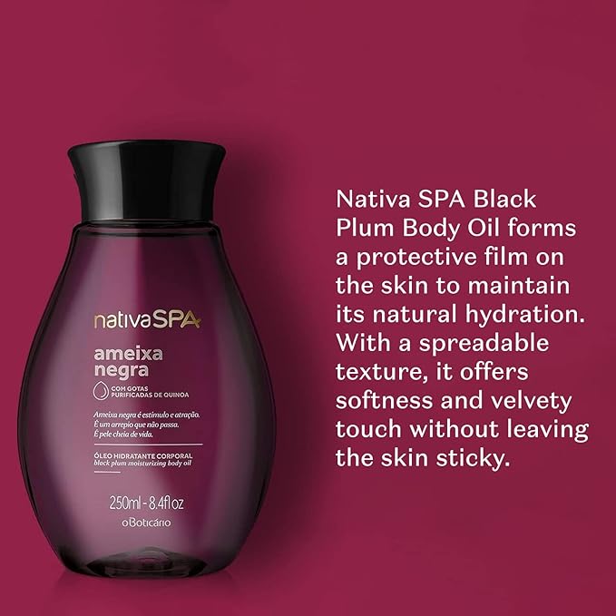 O Boticário Nativa SPA Body Hydrating Oil Bundle: Madagascar Vanilla, Quinoa, PLum & Black Plum Moisturizing Body Oils, 6.8 Ounce (each)