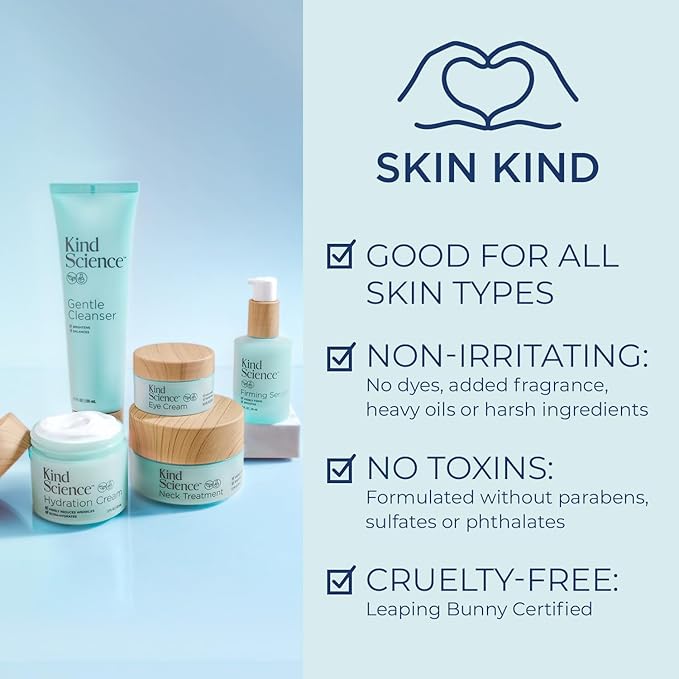 Kind Science 5-Piece Deluxe Anti Aging Skin Care Set for Day + Night Hydration, Anti Aging Treatment, Cleansing & Exfoliation - For Dry and Sensitive Skin - Fragrance Free, Cruelty Free