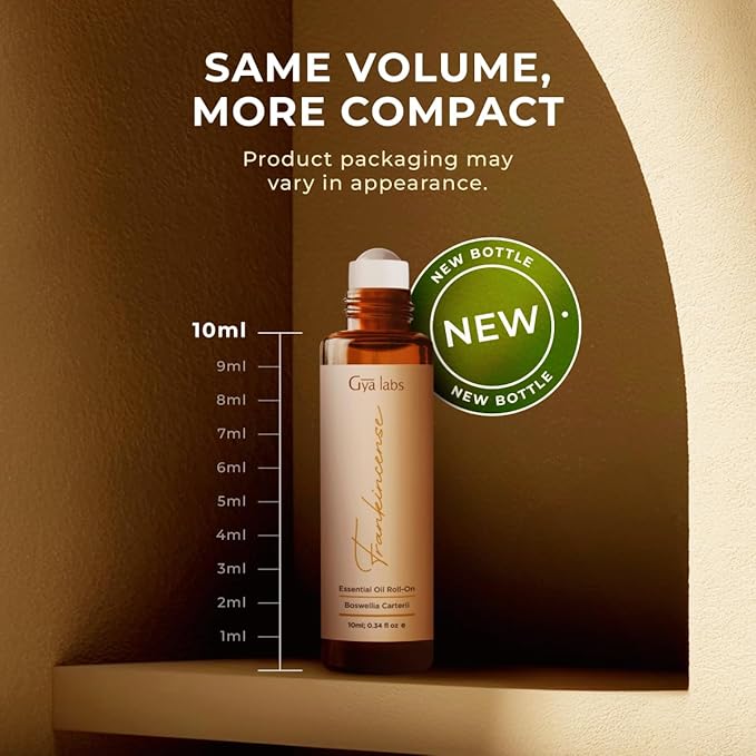 Gya Labs Frankincense Essential Oil Roll on for Face - 100% Pure Natural Frankincense Oil Roller for Skin, Aches Comfort, Soothing Aromatherapy, Self-Care Gifts for Men & Women (0.34 Fl Oz)