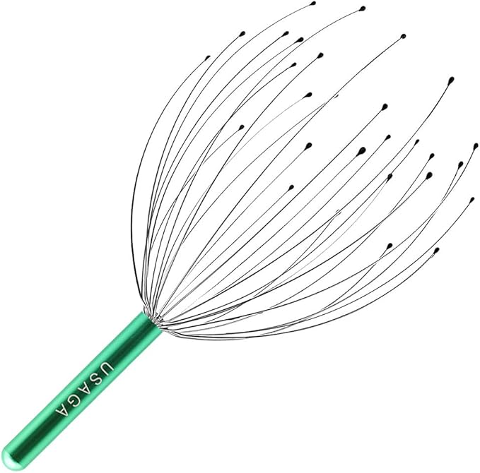USAGA 28 Fingers Head Scratcher, Head Massager, Scalp Massager for Scalp Body Relaxing (Green)