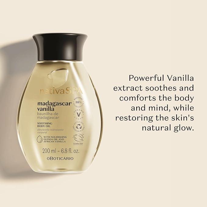 O BOTICARIO Nativa SPA Body Hydrating Oil Bundle: Madagascar Vanilla, Plum Moisturizing Body Oils, & Quinoa Firming Body Oil, 6.8 Ounce (each x3)