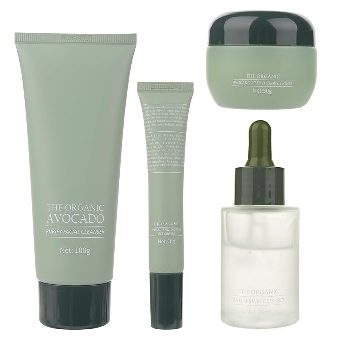 Avocado Skin Care Set, Skincare Gifts Kits For Hydrating Skin, Facial Kit For Women With Facial Cleanser, Serum, Face Cream, Eye Cream, Travel Skincare Set.(4 Pieces)
