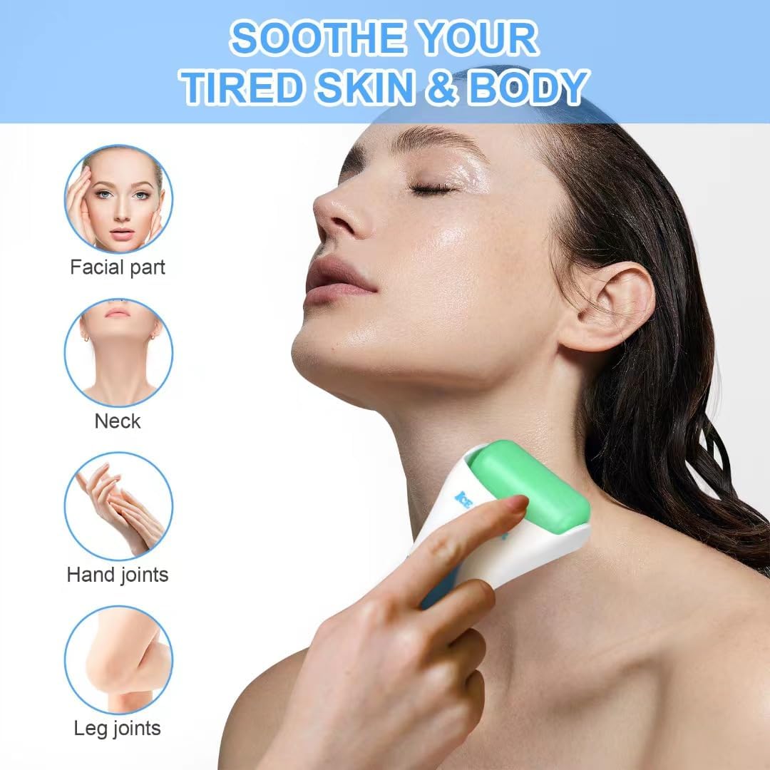 ONLYSKY BEAUTY Ice Roller Face Cooling Cold Roller for Body Eyes Face Skin Care Tools, Roller Cooling Roller for Women & Men(Blue Handle+Green Roller