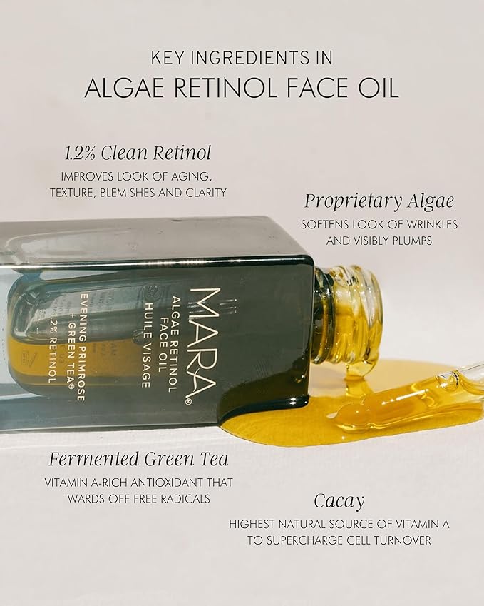 MARA - Natural Evening Primrose + Green Tea Algae Retinol Face Oil | Plant-Based Skin Care | Moisturizes + Soothes Skin To Minimizes Look of Pores + Fine Lines (Travel Size, 0.5 fl oz | 15 mL)