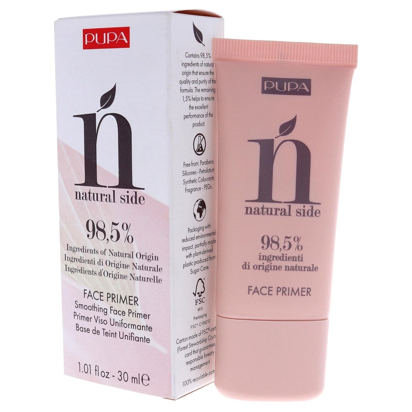 PUPA Milano Natural Side Face Primer - Smoothing Makeup Base For Face - Contains Natural Ingredients - To Nourish And Perfect The Skin - Creates A Perfect Canvas For Any Face Products - 1.01 Oz