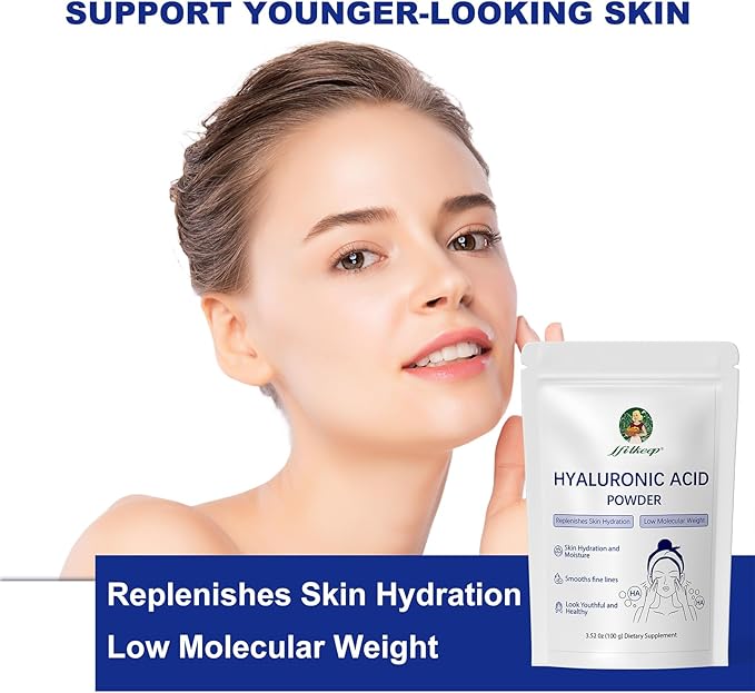 Hyaluronic Acid Powder,Low Molecular Weight,Not Edible Hyaluronic Acid Powder for Skin Care,Vegan Cosmetic Grade,Water-Soluble HA for DIY Face Serum & Anti-Aging Skincare (1)