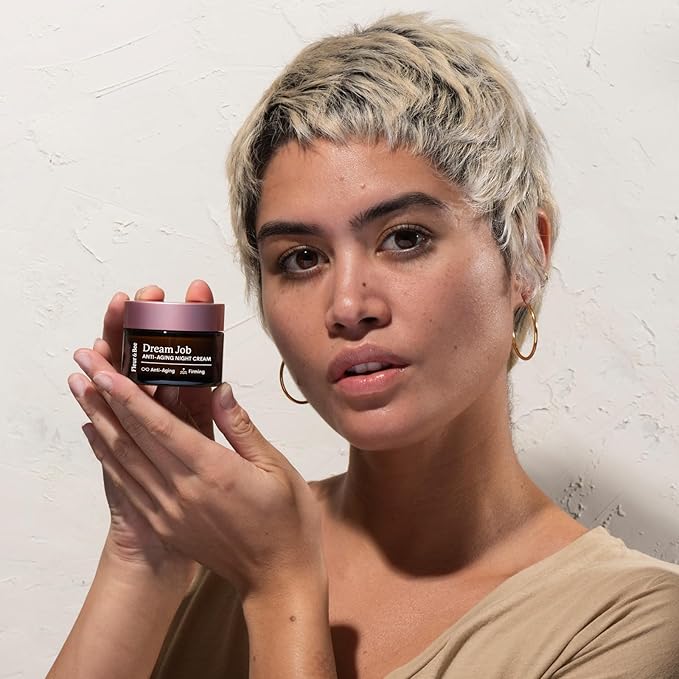 FLEUR & BEE Anti Aging Night Cream | Clean, 100% Vegan | Overnight Repair Face Cream to Improve Fine Lines and Wrinkles | Dream Job 1.5 oz