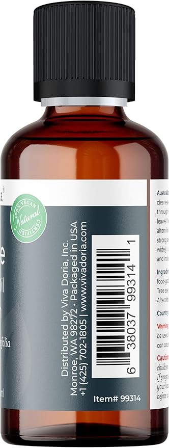Viva Doria Tea Tree Essential Oil, 100% Pure, Natural, Australian Tea Tree Essential Oil, Undiluted, for Aromatherapy | Food Grade, 30 mL (1 Fluid Ounce)