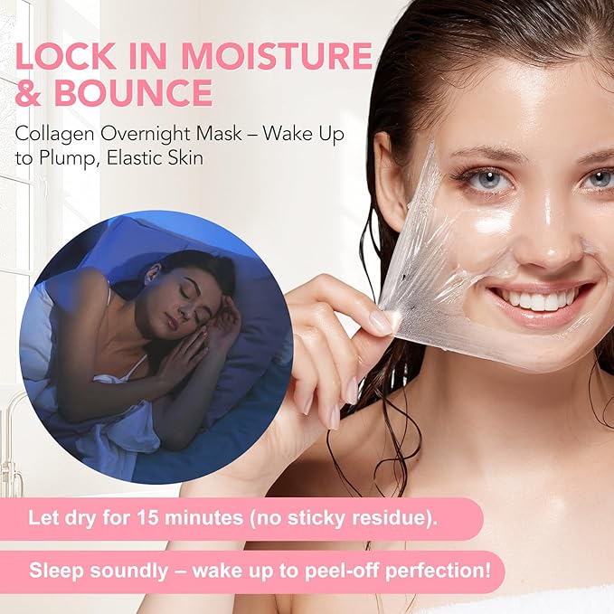 Collagen Night Wrapping Mask, Collagen Face Mask, Elasticity & Hydration Care, Reduces Sagging & Dullness 2.53 fl.oz