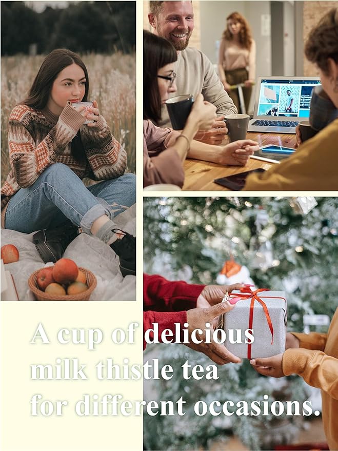 GLDNT Organic Milk Thistle Tea, Natural Organic Milk Thistle Seed Herbal Tea, Mild & Mellow Taste, Caffeine Free, 100 Count