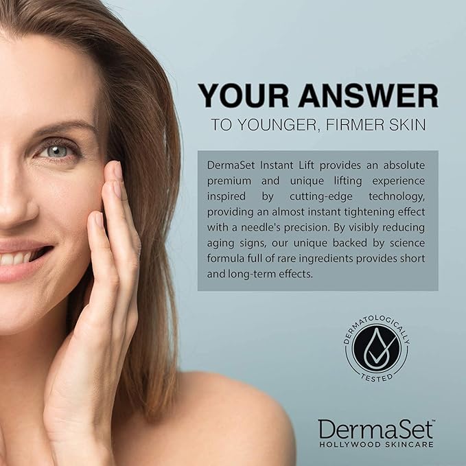 DermaSet Instant Face and Eye Lift | Face Skin Under Eye Tightening for Wrinkles, Lose Skin, Puffiness and Fine Lines | Fast Action Product within 5 Minutes | 0.51 Fl Oz (Pack of 1)