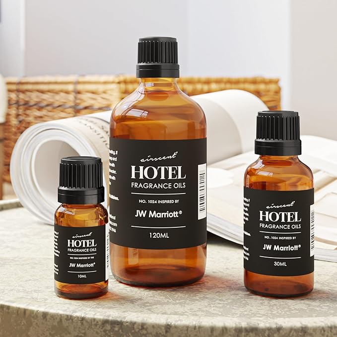 AirScent Hotel Diffuser Oil Inspired by The JW Marriott's Oud Safir Scent - Fragrance Oil No. 1024 for Ultrasonic and Waterless Diffusers and Crafting - 10 ml, 0.34 fl oz Glass Bottle with Dropper