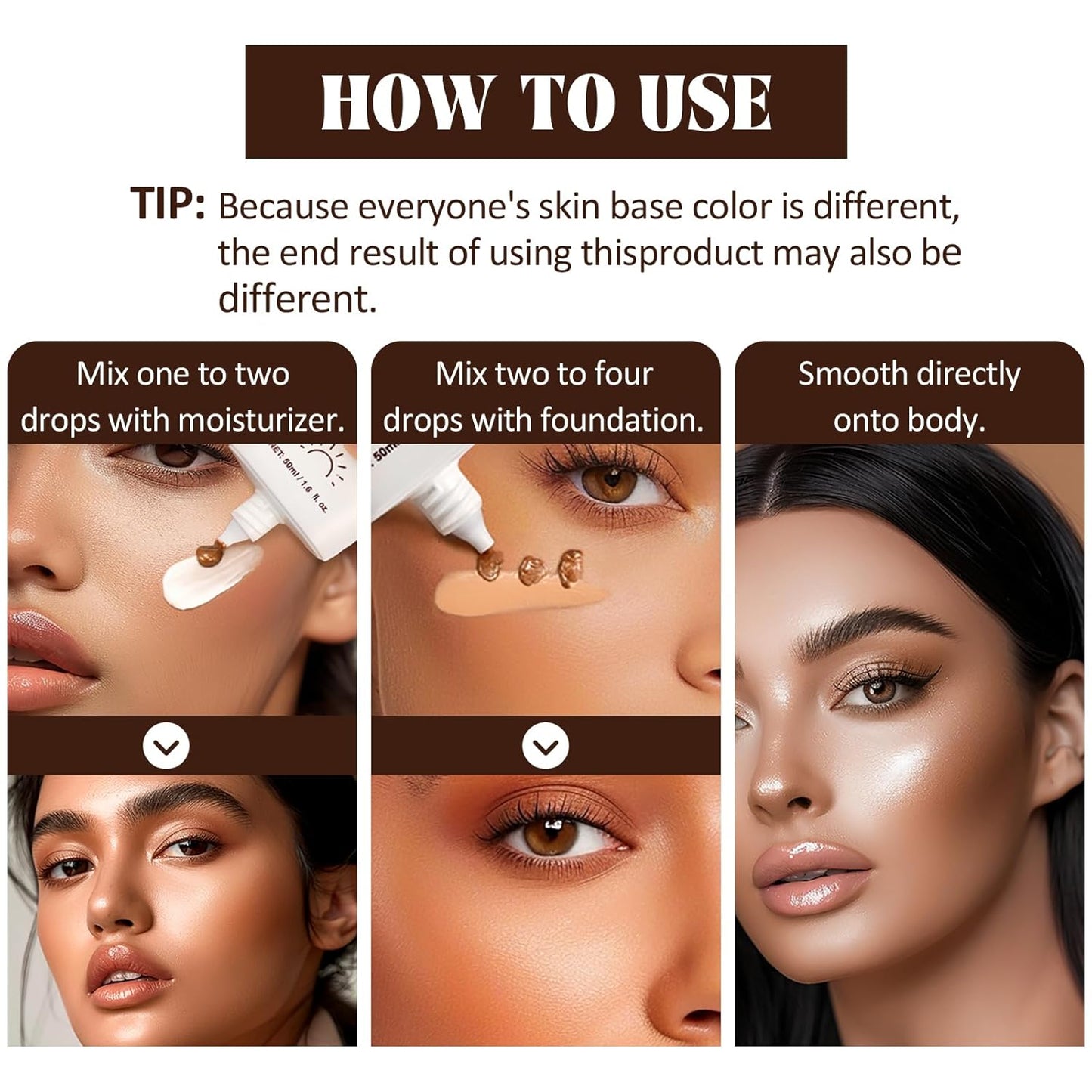 Instant Bronzing Drops, Face and Body Bronzer, Cream Liquid Bronzer Drops for Instant Tan, Bronze Drops, Blendable Lightweight Texture Bronzing Drops for Face - 03