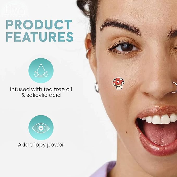 LivaClean 240 CT Superstar Cute Pimple Patches Trippy Edition w/Salicylic Acid & Tea Tree Oil - Pimple Patches Cute, Acne Patch for Face, Hydrocolloid Acne Patch