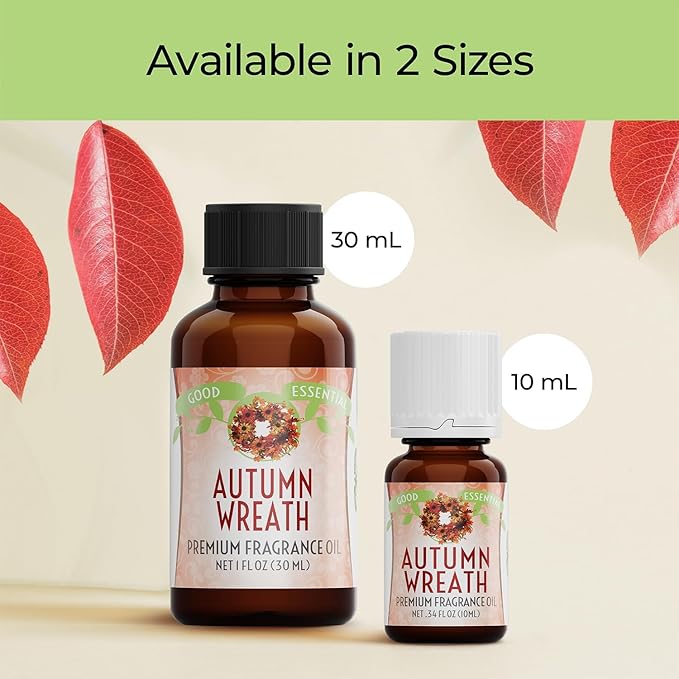 Good Essential Professional Autumn Wreath Fragrance Oil 10ml (0.33 fl oz) for Diffusers, Lotions, Perfumes, Candle Fragrance Oil, Aromatherapy, Soap Making