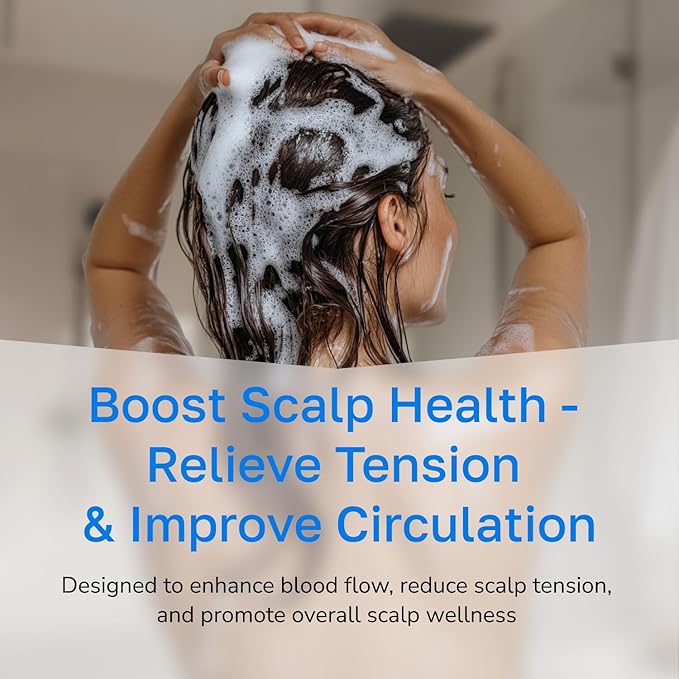 Silicone Scalp Scrubber - Massage Shampoo Brush, Soft Bristles for Hair Growth & Dandruff Removal - Ergonomic Design, Wet & Dry Use, Deep Cleansing Scalp Exfoliator for All Hair Types - Blue