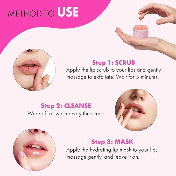 Lip Sleeping Mask and Scrub Exfoliator, Moisturizer, Hydrator for Dry, Cracked Lips