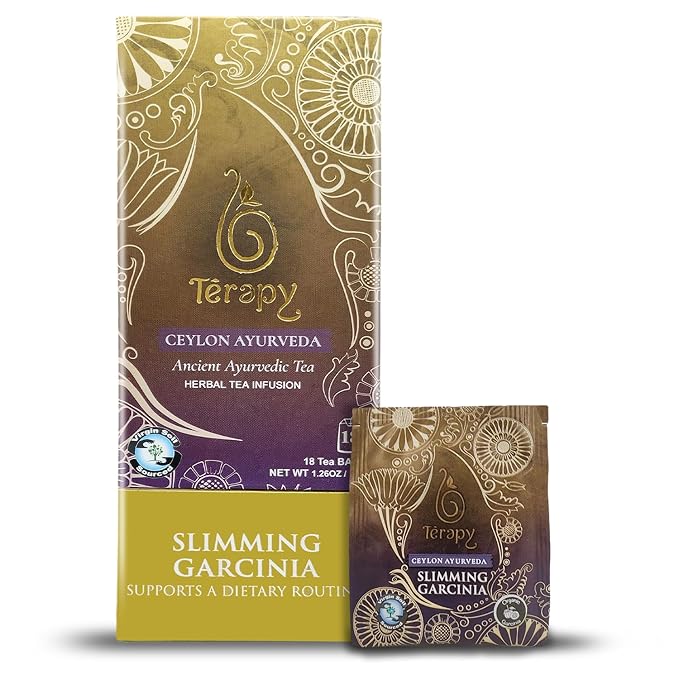 Tรฉrapy Ceylon All Day Slimming Tea | All Natural Herbal Ingredients featuring Garcinia Cambogia | Organic Herbal Slimming Tea Bags | Eco-friendly Individually Wrapped Tea Bags - 18 Count