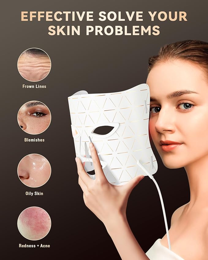 LED Light Therapy Mask Skin Care Mask, LED Red Light Therapy 630nm & 830nm Wavelength for Home Use, Body Beauty Machine for Care at Home (premium white)