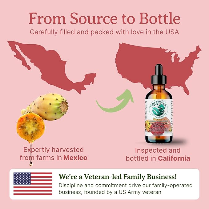 Bella Terra Oils - Prickly Pear Seed Oil 8 oz - Dive into the Richness of Cactus Oil, Bursting with Antioxidants & Minerals, Elevate Your Skin’s Vitality