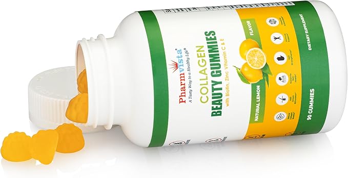 Collagen Gummies with Biotin, Zinc, Vitamins C & E for Hair Skin and Nails Support, 90ct
