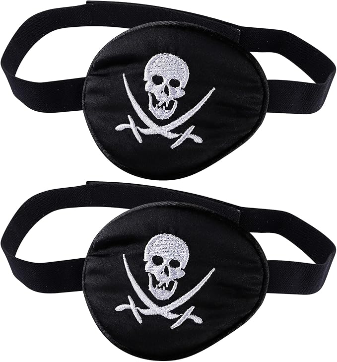 eZAKKA Pirate Eye Patch Skull Crossbone Eye Patch Accessories for Halloween, Eyepatch for Adults Kids for Halloween, Pirate Theme Party, Christmas