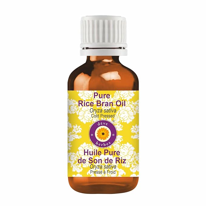Deve Herbes Pure Rice Bran Oil (Oryza Sativa) Cold Pressed 15ml (0.50 oz)