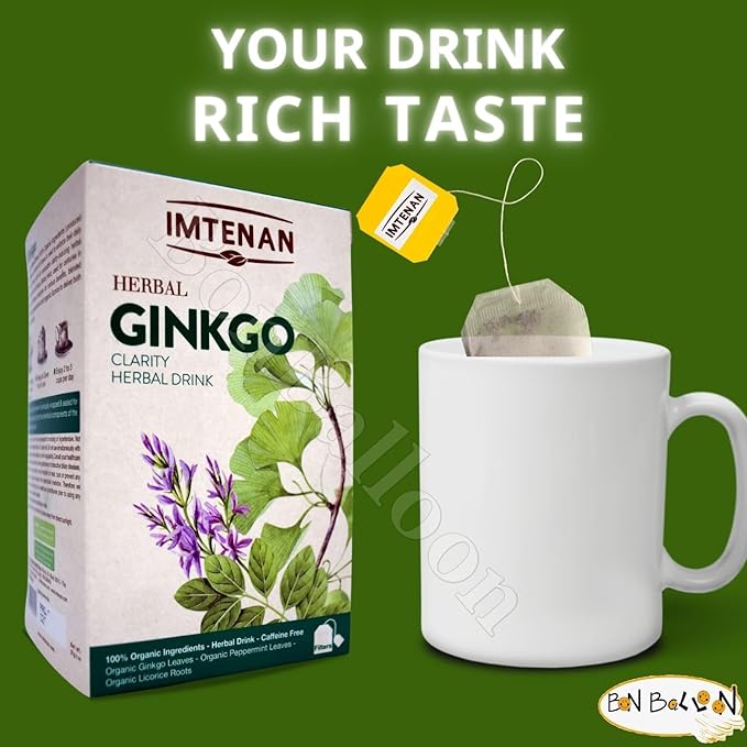 Imtenan Ginkgo Premium Dried 18 Sachets Herbal Tea Bags Ginkgo Natural Herbs Oriental Egyptian Arabic Non Gmo Kosher Imtenan Herbal Tea - امتنان شاي الجنكة