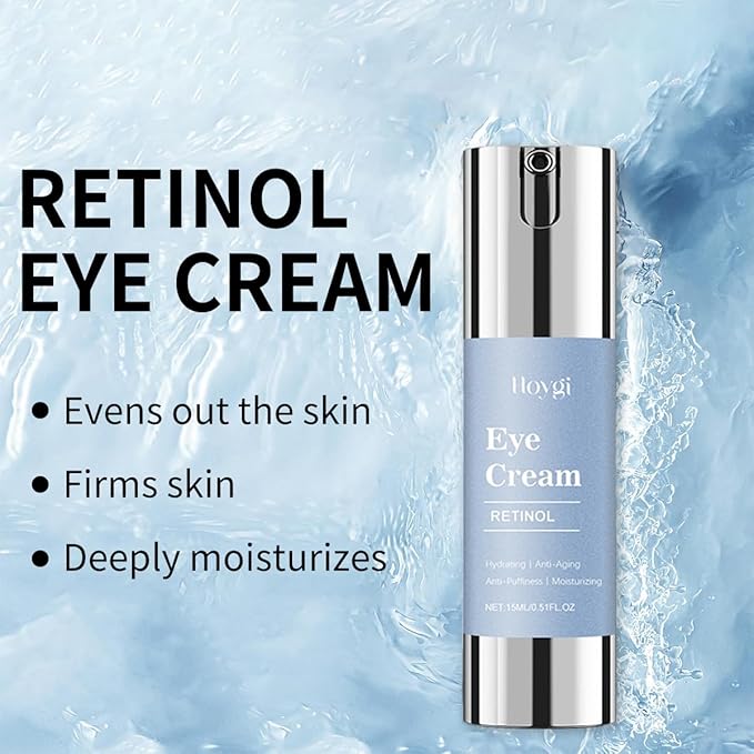 Retinol Eye Cream for Dark Circles & Wrinkles - Advanced Night Repair Treatment with Hyaluronic Acid & Vitamin E | Reduces Puffiness, Fine Lines & Eye Bags | Dermatologist Tested (15ml)