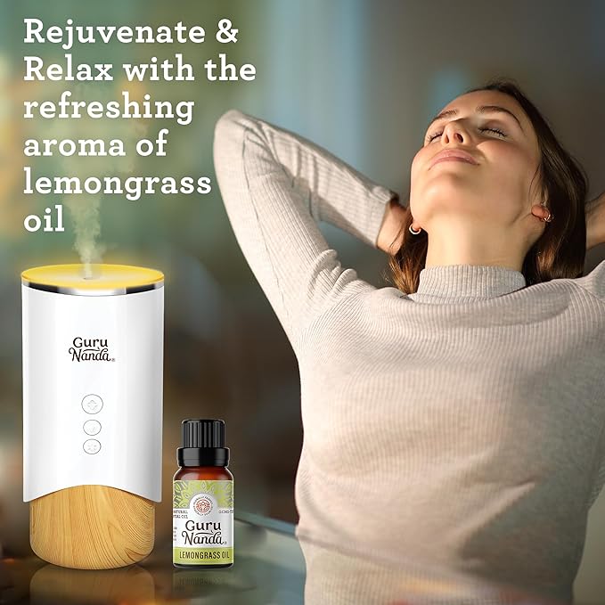 GuruNanda Lemongrass Essential Oil (0.5 Fl oz), 100% Pure, Undiluted Aromatherapy Oil for Diffusers, Helps with Muscle Tension & Promotes Relaxation