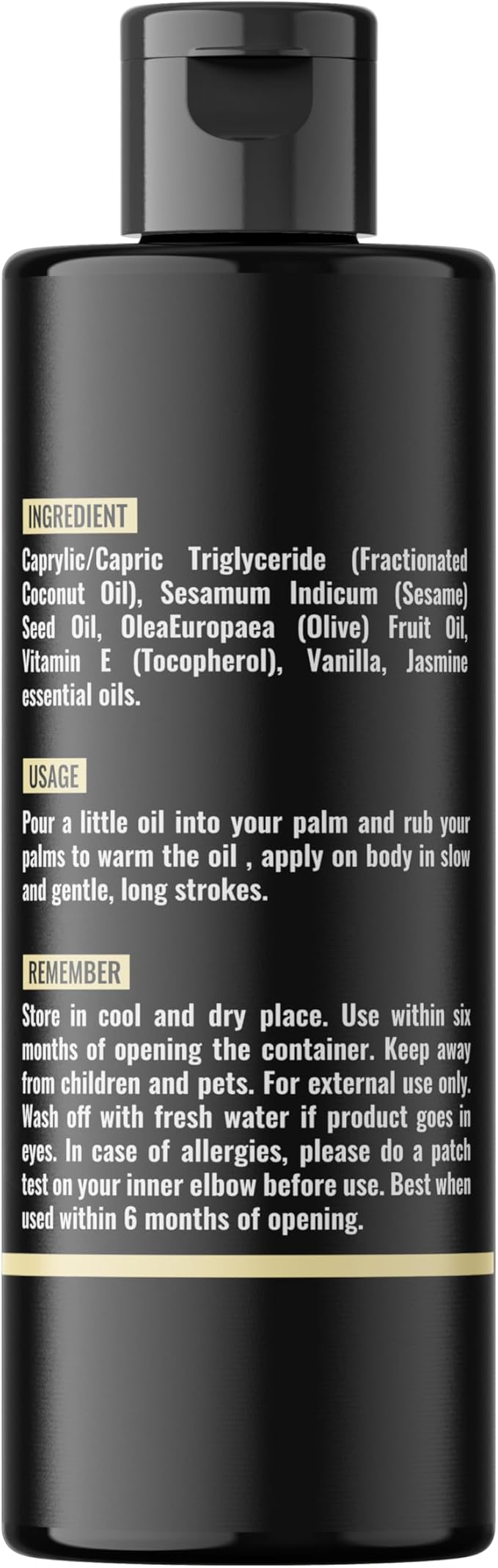 Organic - Sensual Delights -Vanilla Massage Oil - No Stain & Non-Sticky | with Fractionated Coconut Oil, Natural Vanilla & Jasmine | Nourish & Moisturise Skin for Date Night