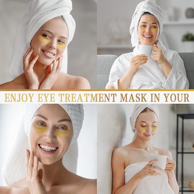 Danvisit 60 Pcs Under Eye Patches: 24K Gold Eye Masks for Dark Circles and Puffiness Anti-Aging & Rejuvenating Hydrogel Eye Patch