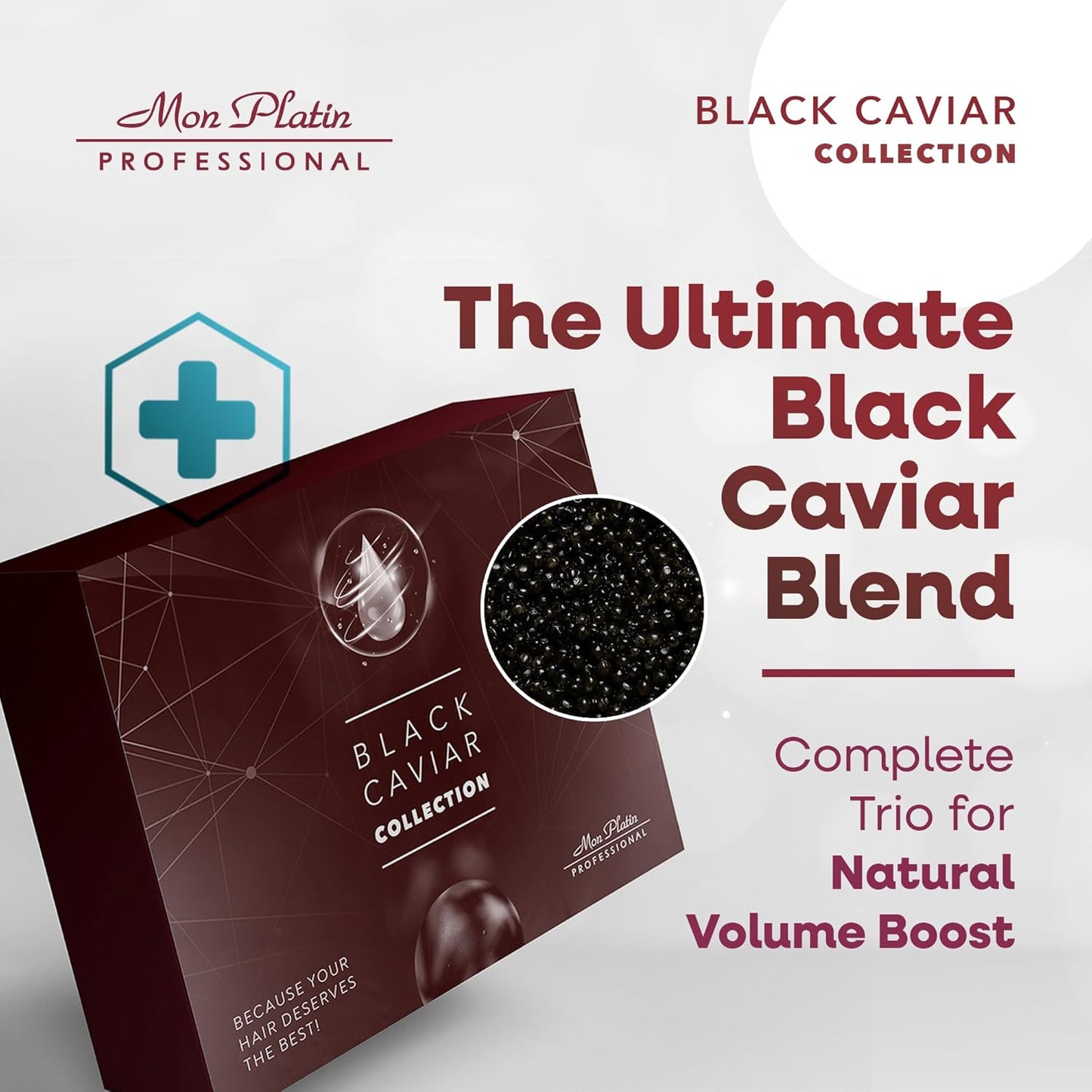 Mon Platin Volumizer Hair Mask, Serum & Shampoo Bundle – Gentle, SLS-Free Formula for Fine, Fragile Hair with Black Caviar & Silk Protein to Boost Volume and Strength Naturally