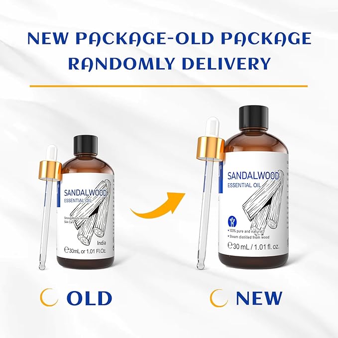 HIQILI Sandalwood Essential Oils 1 Fl Oz, 100% Pure Natural Therapeutic Grade for Skin, Diffuser, Perfume, Candle Soap Making, Includes Premium Quality Glass Dropper