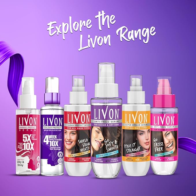 Livon Anti Frizz Serum with Vitamin E & Argan Oil| For Women & Men|For Dry & Rough Hair| 24 hour Frizz Free Smoothness | 3.3 Fl.oz.